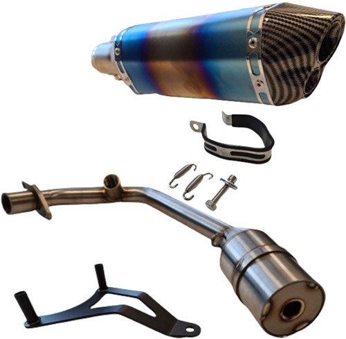 Uitlaat Alpha Piaggio Zip 50 E4 / Vespa Sprint 4t 3v E4 / Primavera 4t 3v E4 Irridium + Uitlaatbocht 