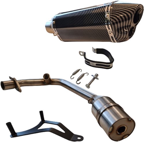 Uitlaat Alpha Piaggio Zip 50 E4 / Vespa Sprint 4t 3v E4 / Primavera 4t 3v E4 Carbon + Uitlaatbocht