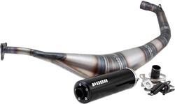 Uitlaat VOCA Warrior Aprilia RX 50 / Aprilia SX 50 / Derbi Senda DRD Racing / Derbi Senda R DRD / Derbi Senda R X-Race / Derbi Senda R X-Treme / Gilera SMT / Gilera Zulu 50 T/m 70cc Onderlangs Zwart