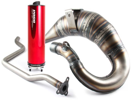 Uitlaat VOCA Cross Rookie MBK X-Limit Enduro / Malaguti XTM Enduro / Motorhispania RYZ Enduro / Peugeot XPS 50 / Yamaha DTR 50 Enduro / Yamaha DTX SM 50 Enduro 50 T/m 70cc Bovenlangs Rood