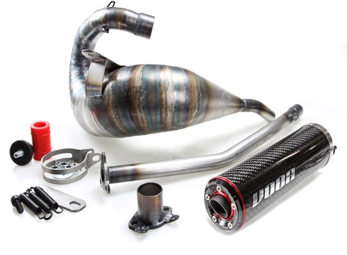 Uitlaat VOCA Cross Rookie Derbi Senda 50 DRD Racing SM / Derbi senda 50 R DRD PRO Enduro 80 T/m 90cc Bovenlangs Carbon