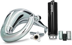 Uitlaat VOCA Cross Chroom Beta RR 50 / Beta RR Enduro / Beta RR SM 50 T/m 70cc Bovenlangs Zwart