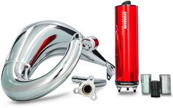 Uitlaat VOCA Cross Chroom Beta RR 50 / Beta RR Enduro / Beta RR SM 50 T/m 70cc Bovenlangs Rood