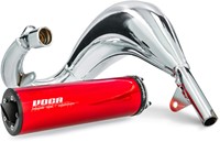 Uitlaat VOCA Cross Chroom Beta RR 50 / Beta RR Enduro / Beta RR SM 50 T/m 70cc Bovenlangs Rood-2