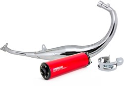 Uitlaat VOCA Chroom Aprilia RX 50 / Aprilia SX 50 / Derbi Senda DRD PRO / Derbi Senda R DRD / Derbi Senda X-Trem SM / Gilera GSM 50 / Gilera SMT SM 50 / 70cc Rood Onderlangs