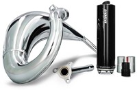 Uitlaat VOCA Cross Chroom Sherco SE 50 / Cherco SM 50 V.a 50 T/m 70cc Bovenlangs Zwart