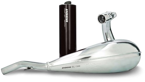 Uitlaat VOCA Cross Chroom Sherco SE 50 / Cherco SM 50 V.a 50 T/m 70cc Bovenlangs Zwart-2