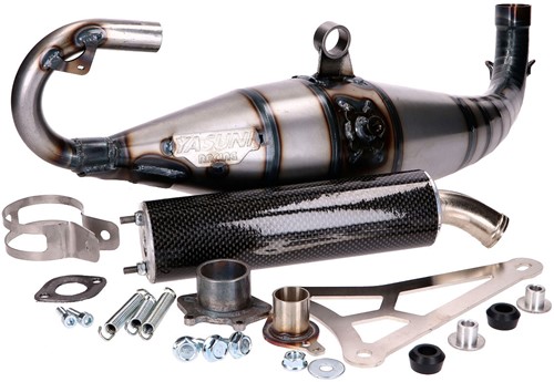 Uitlaat Yasuni Carbon Carrera 40 Yamaha Aerox / Aprillia Rally / Beta Ark / Beta Ycon / Scarabeo / Yamaha Axis / Yamaha Why / Aprillia SR2000 / Yamaha Jog / Yamaha Neos / Malaguti F12 / F15 / Minarell