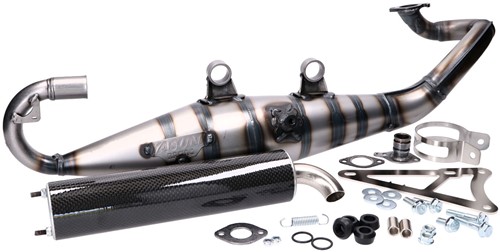 Uitlaat Yasuni Carrera 10 Carbon Zwart Yamaha Aerox T/m 2012 / Yamaha Jog / Beta Ark / Aprilia Rally / Beta Ark / Aprilia Sr 2000 / Yamaha Why / Yamaha Neos / Malaguti F12 / F15 / Minarelli