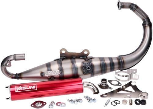 Uitlaat Yasuni Carrera 10 Rood Aprilia Amico / Yamaha slider / Mbk Booster / Mbk Stunt / Aprilia Amico / Yamaha Bws