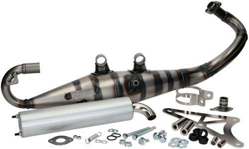 Uitlaat Yasuni Carrera 10 Aluminium Piaggio Zip 2000 2t / Vespa Lx 50 2t / Piaggio Fly 2t / Piaggio Typhoon / Gilera Runner / Gilera Dna / Gilera Ice / Piaggio Nrg / Liberty 2t