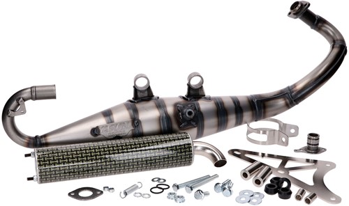 Uitlaat Yasuni Carrera 10 Carbon Look Piaggio Zip 2000 2t / Vespa Lx 50 2t / Piaggio Fly 2t / Piaggio Typhoon / Gilera Runner / Gilera Dna / Gilera Ice / Piaggio Nrg / Liberty 2t