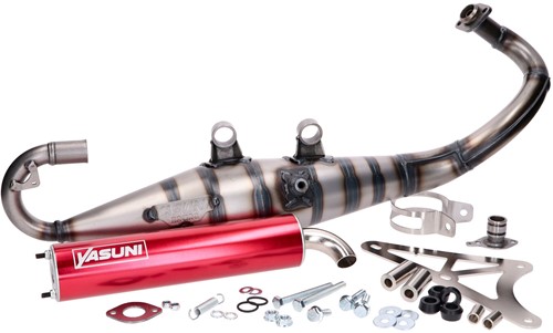 Uitlaat Yasuni Carrera 10 Rood Aprilia 50 2T / Piaggio 50 2T / Derbi 50 2T Piaggio Motor / Gilera 50 2T - TUB418R