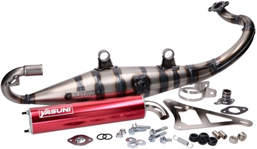 Uitlaat Yasuni Carrera 10 Rood Peugeot Jet Force / Peugeot Speedfight 3 2t / Peugeot Speedfight 4 2t / Peugeot kisbee 2t / Peugeot Ludix