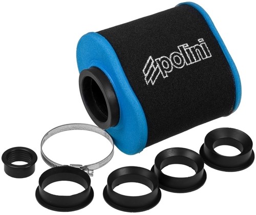 Powerfilter POLINI Big Evo Zwart / Blauw Recht Ø28->49